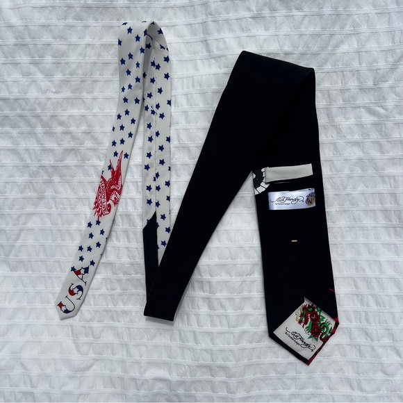NWOT Ed Hardy by Christian Audigier USA Patriotic Bald Eagle Silk Tie - Picture 2 of 6